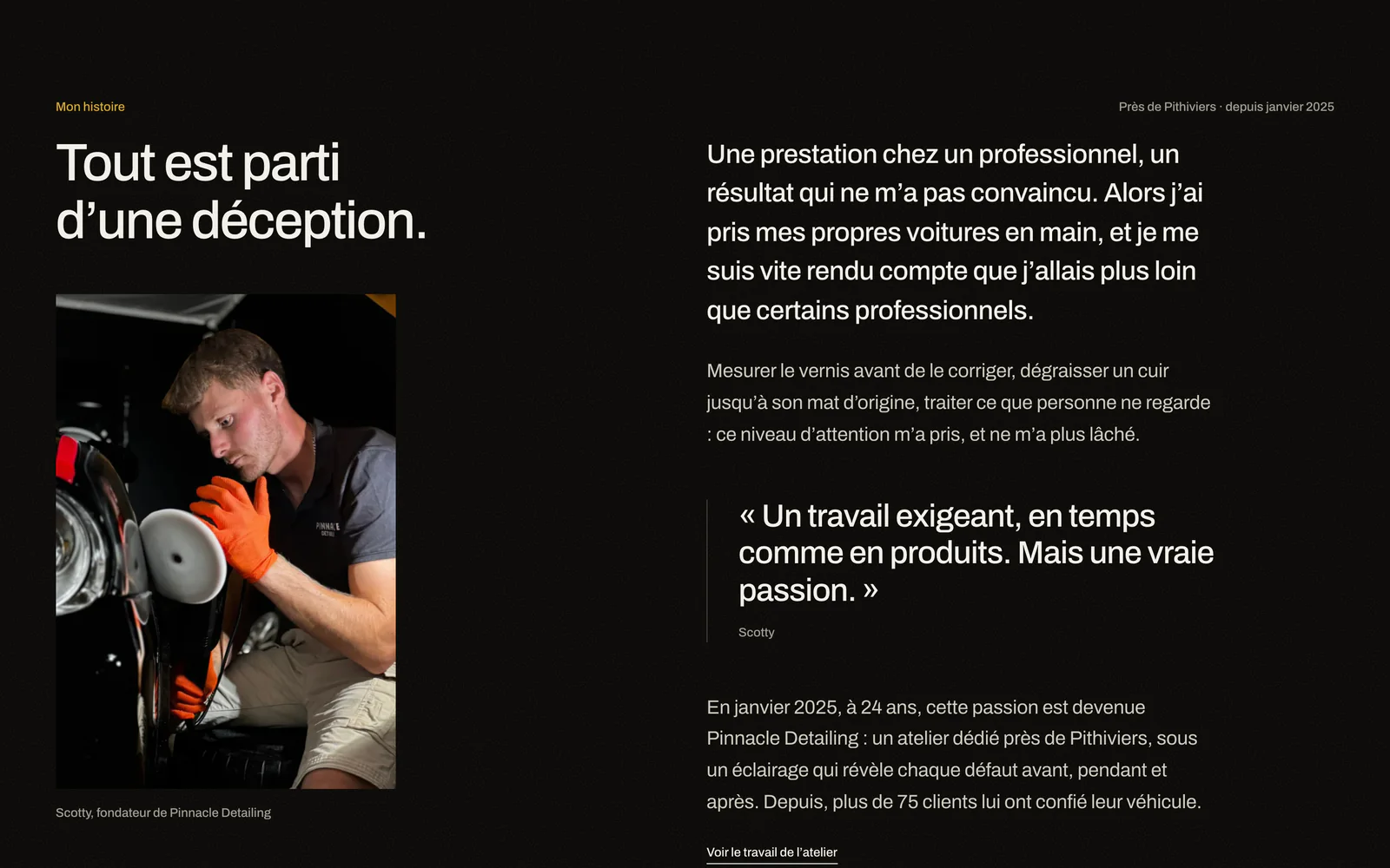 L'histoire du fondateur, racontée à la première personne